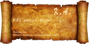 Köpeczi Alex névjegykártya